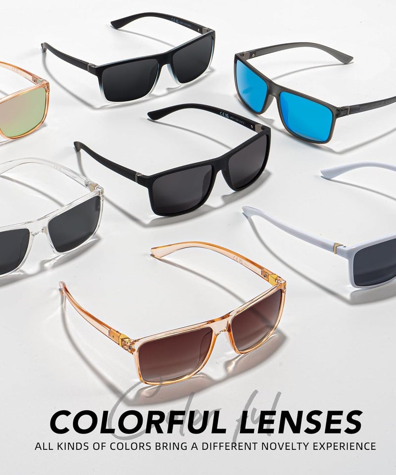 QALLY Store Polarized Sunglasses for Men Rectangular Frame Men's Polarized Sunglasses Sports Sunglasses with UV400 Protection - Image 5